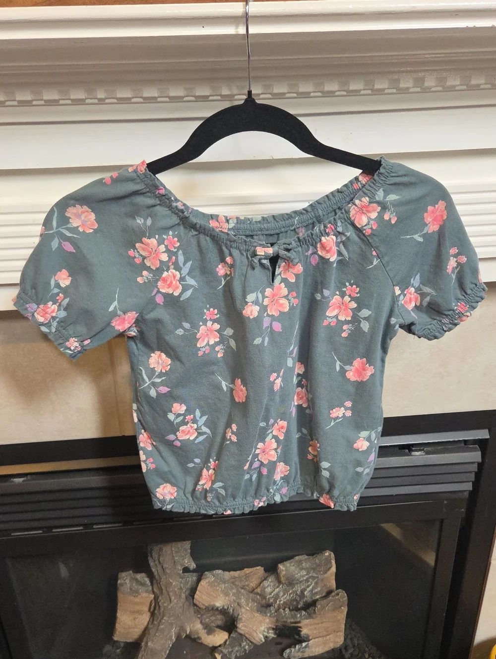 OshKosh B'gosh Sage Green Floral Off-Shoulder Crop Top